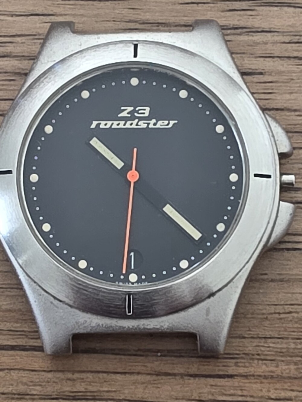 BMW Z3 Z3M Roadster Car Swiss Made 36mm Watch RUNS MISSING CROWN & STEM